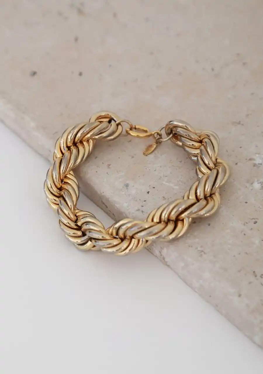 دستبند بافته طلا 18 عیار