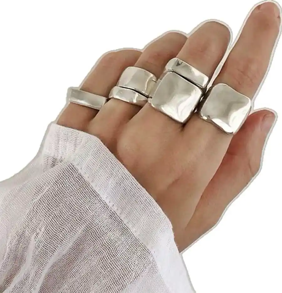 حلقه نقره هندسی هیپ هاپ