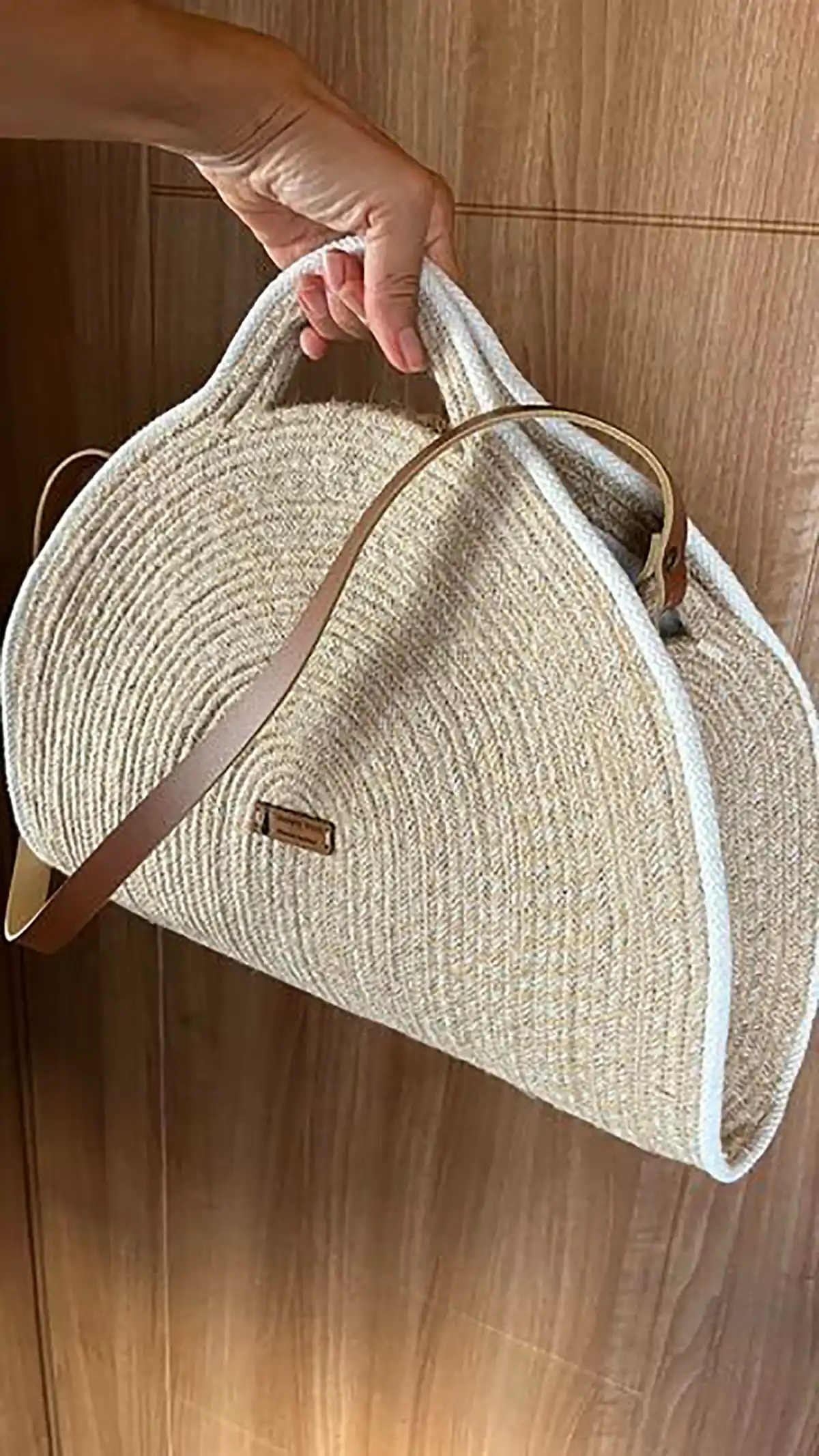 کیف دست بافت حصیری کنفی
