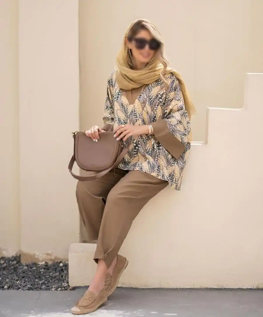 مانتو کتی کرپ طرح دار