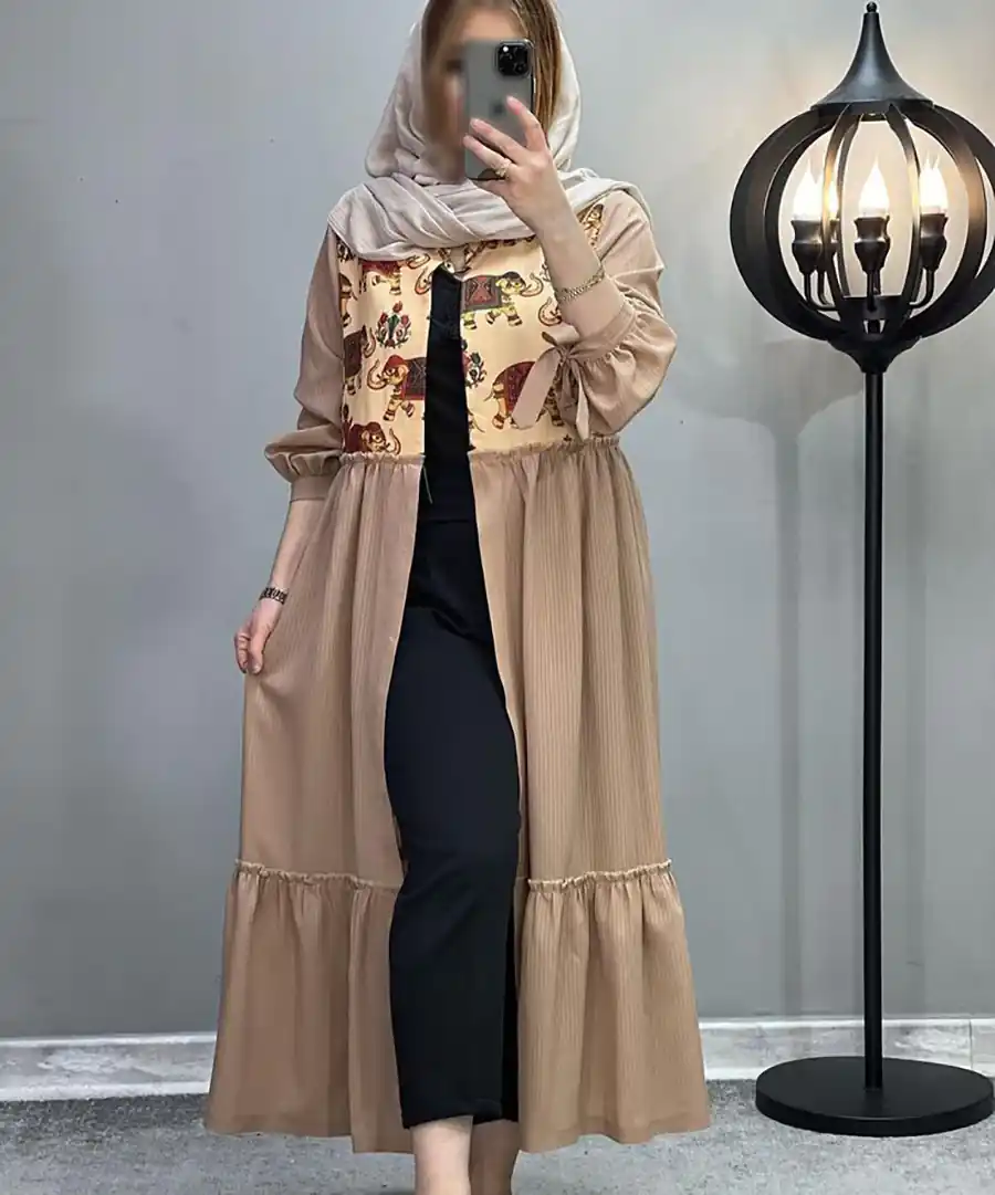 مانتو پیراهنی بلند چین دار