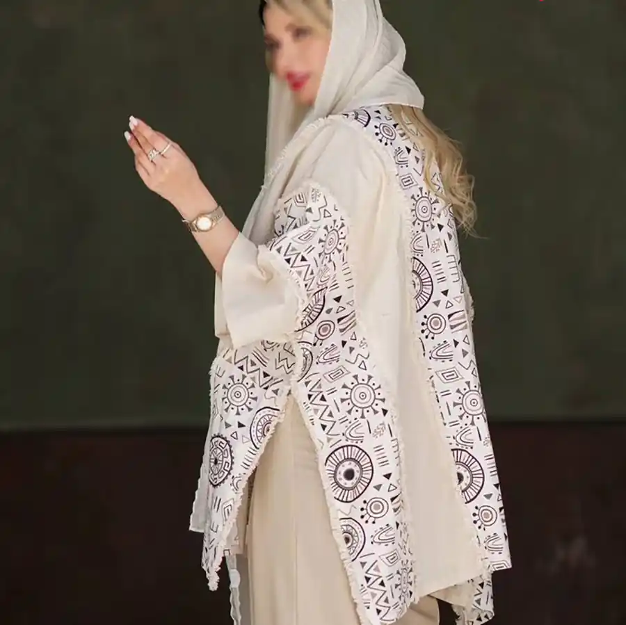 مانتو پانچ لینن طرح دار