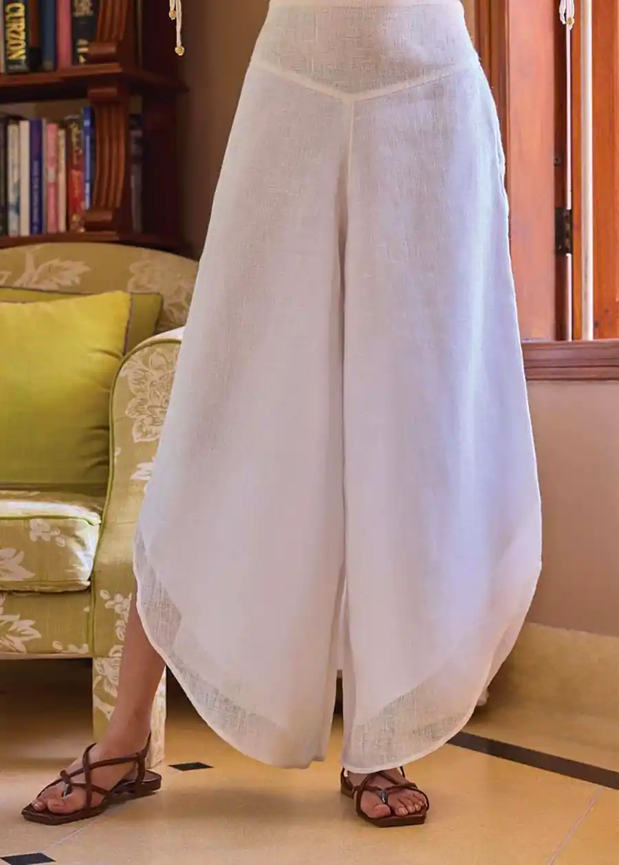 شلوار گشاد چین دار کتان