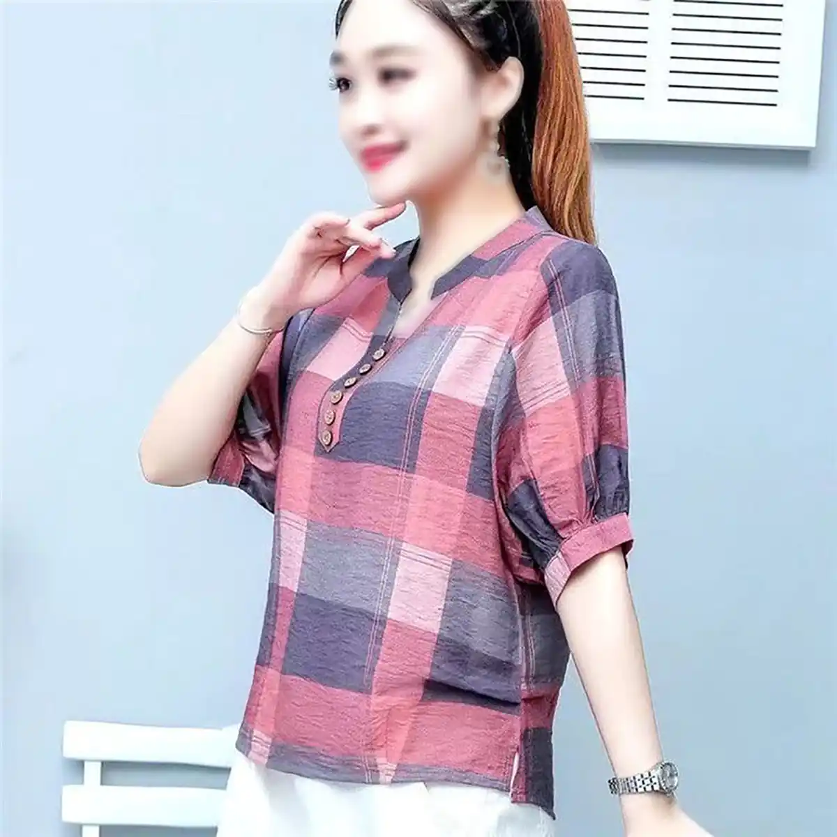 شومیز نخی چارخونه