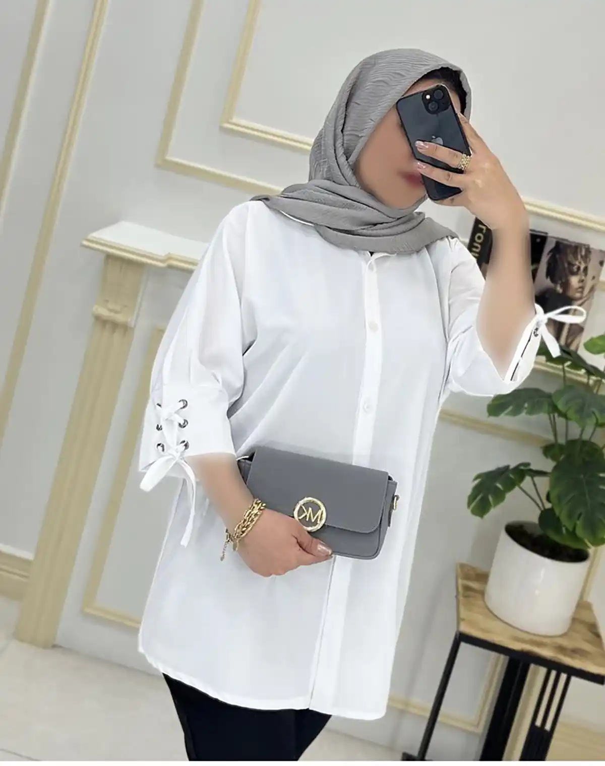 شومیز ساده آستین‌بلند سفید