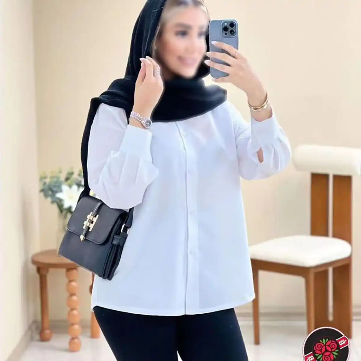 شومیز ساده آستین‌بلند سفید