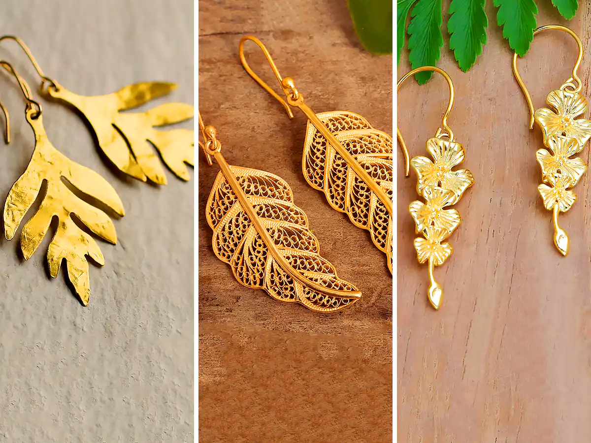 گوشواره آویز کلاسیک برگی