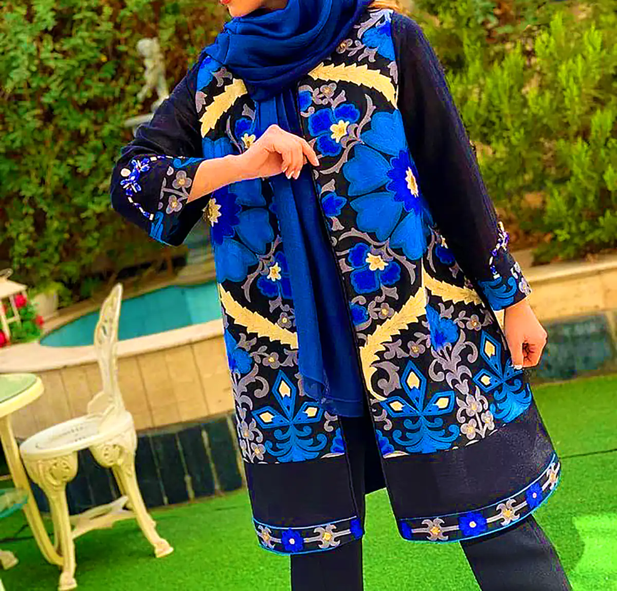 مانتو ژاکارد مجلسی گلدار 