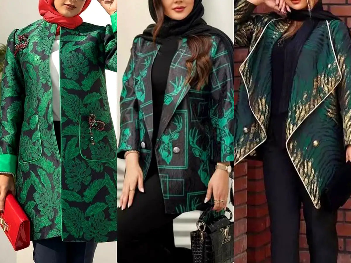مانتو ژاکارد باکلاس سبز
