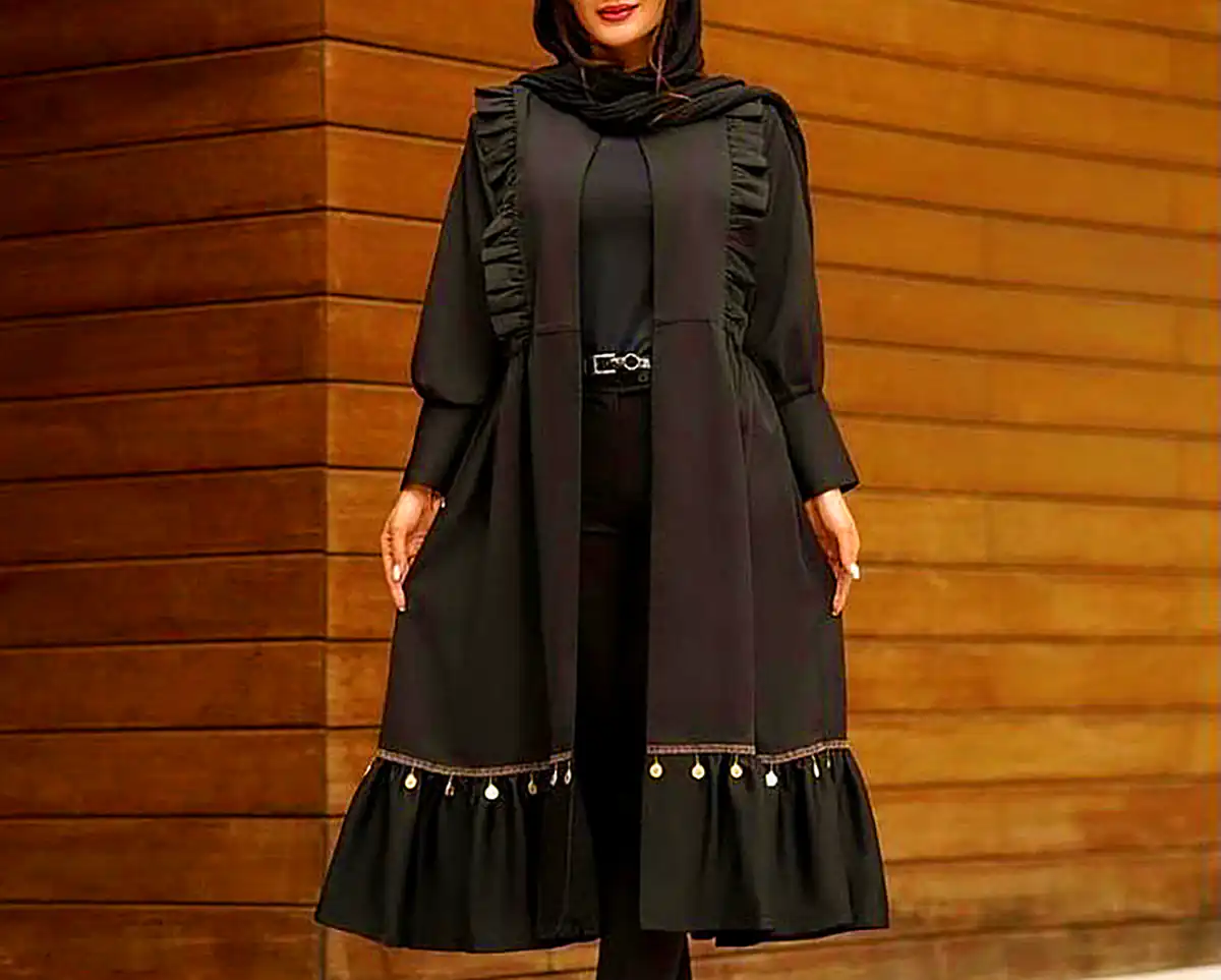 مانتو مشکی چین دار