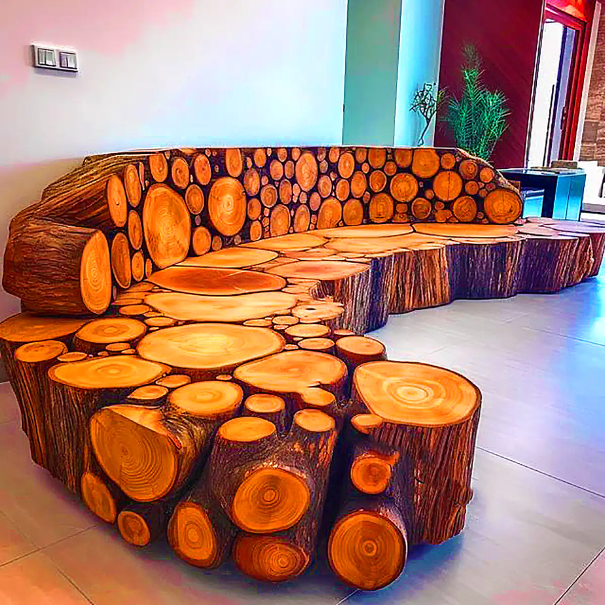 مبل چوبی تنه درختی