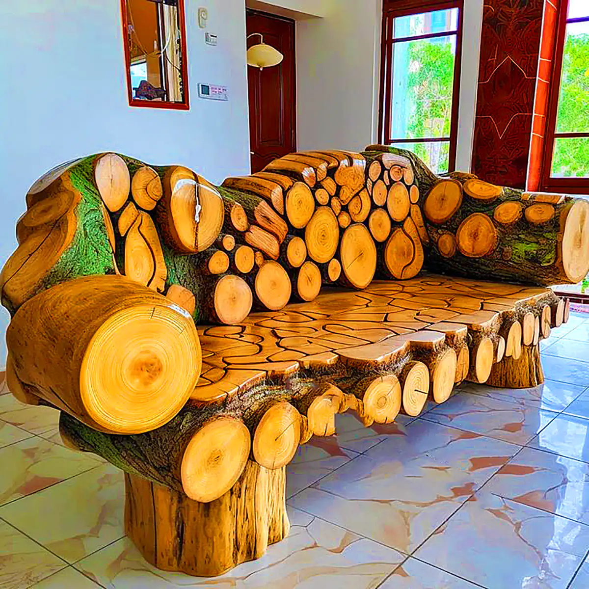 مبل چوبی تنه درختی