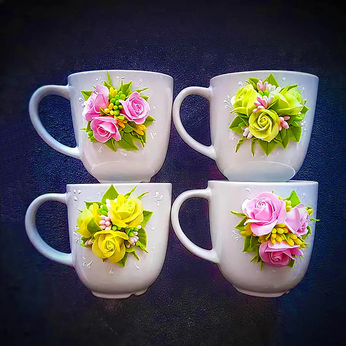 فنجون چای گل برجسته