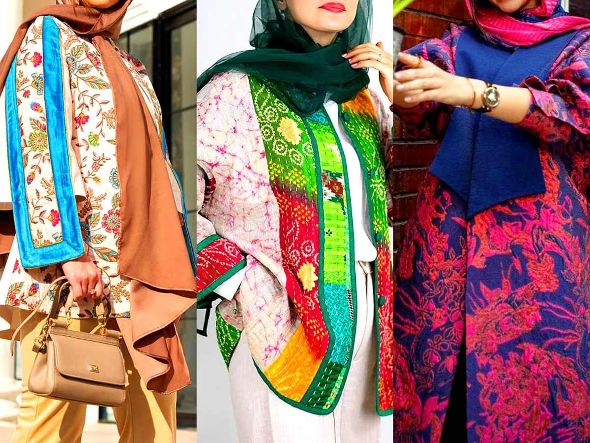 مانتو ژاکارد رنگی و شاد