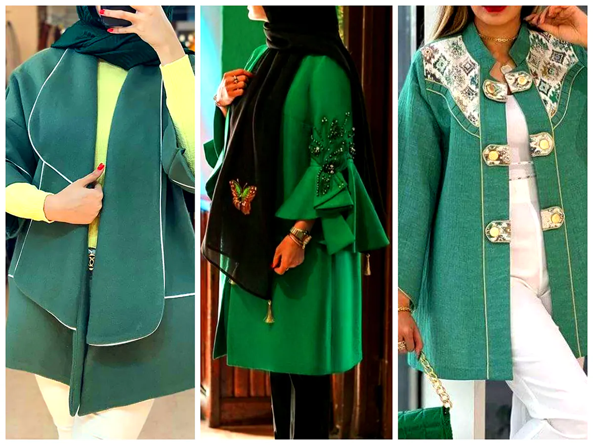 مانتو ژورنالی روزمره سبز