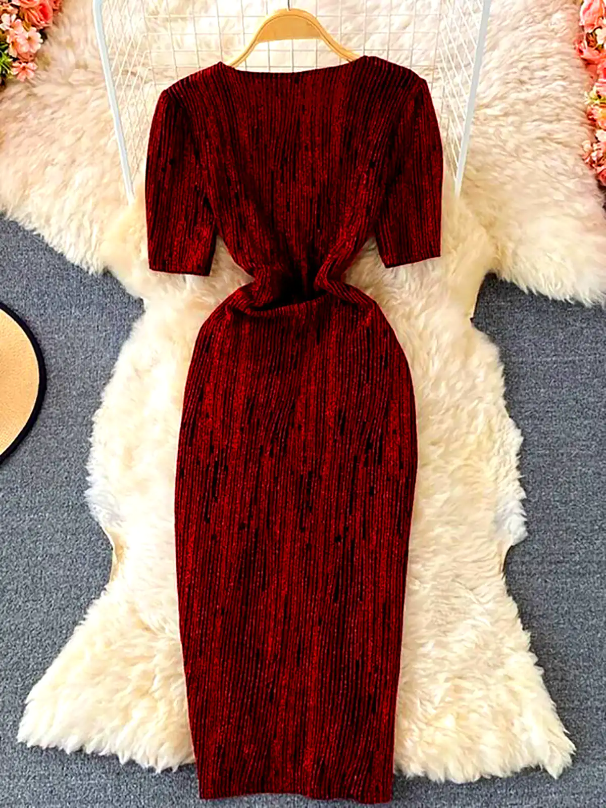پیراهن شیک زرشکی مجلسی