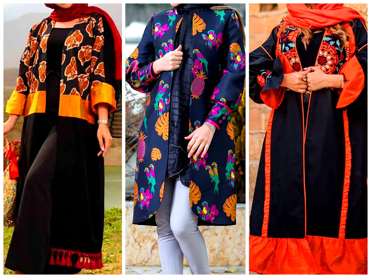 مانتو گلدار رنگی