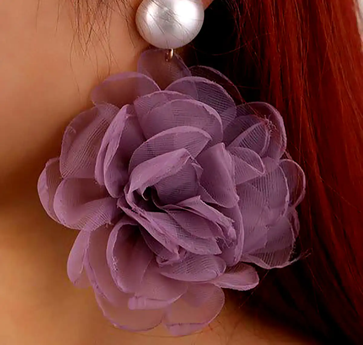 گوشواره گل پارچه ای