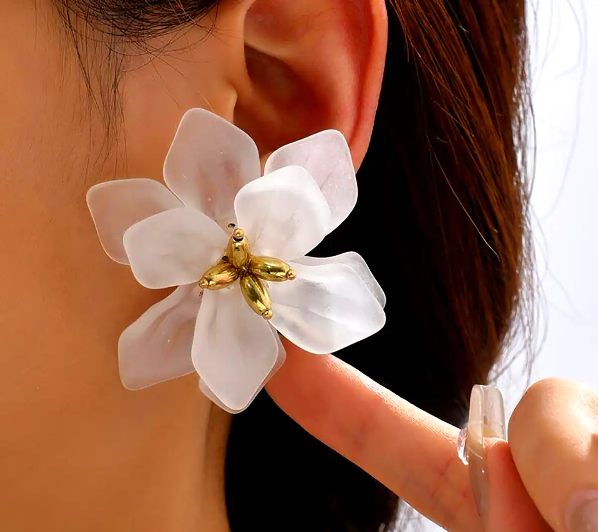 گوشواره گل پارچه ای
