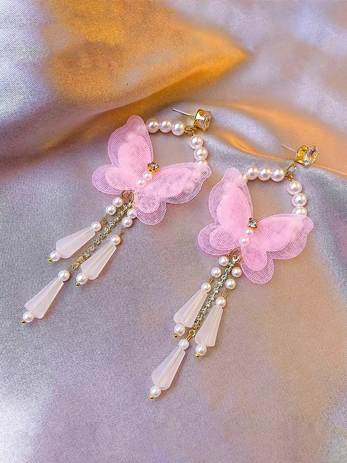 گوشواره گل پارچه ای