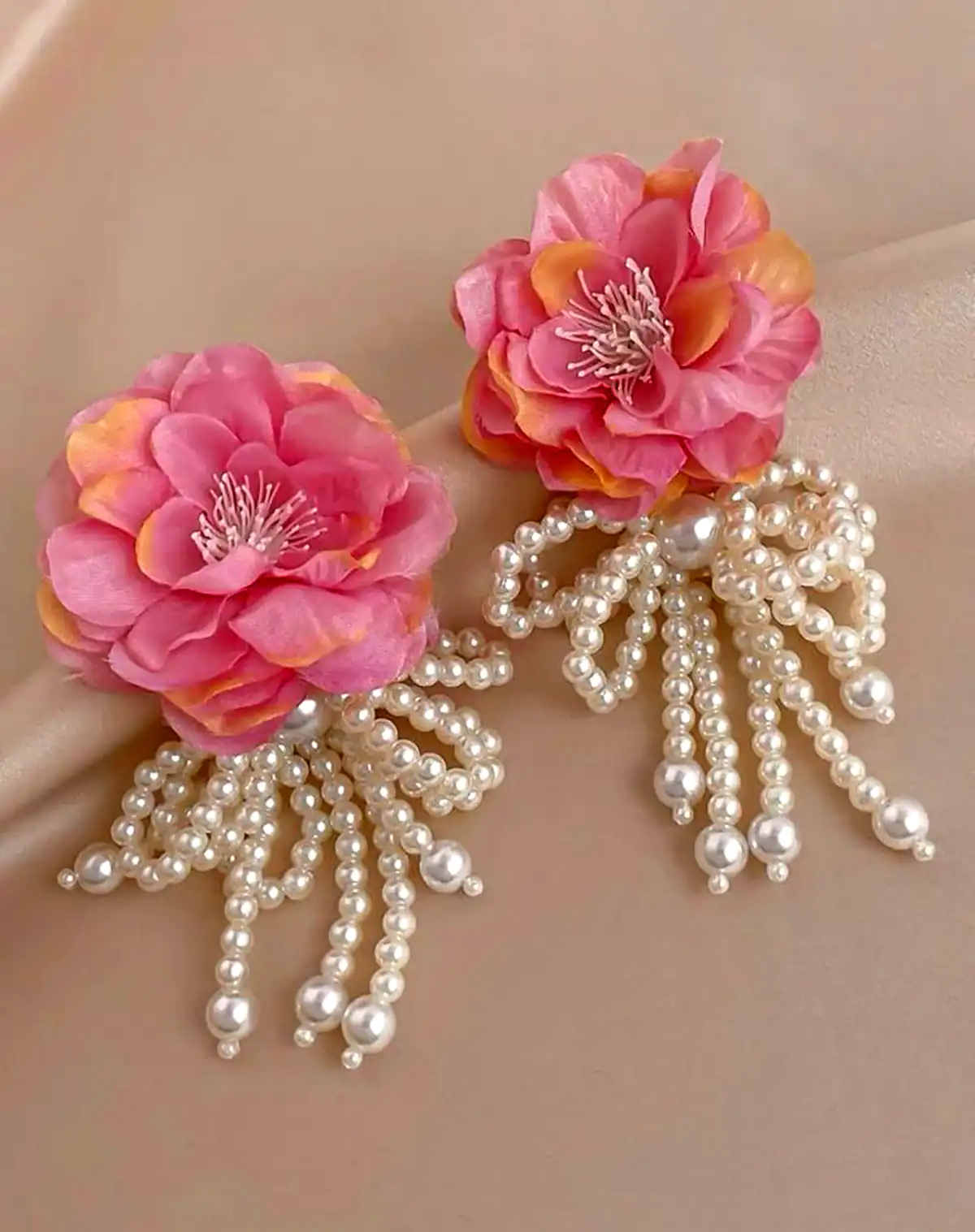 گوشواره گل پارچه ای