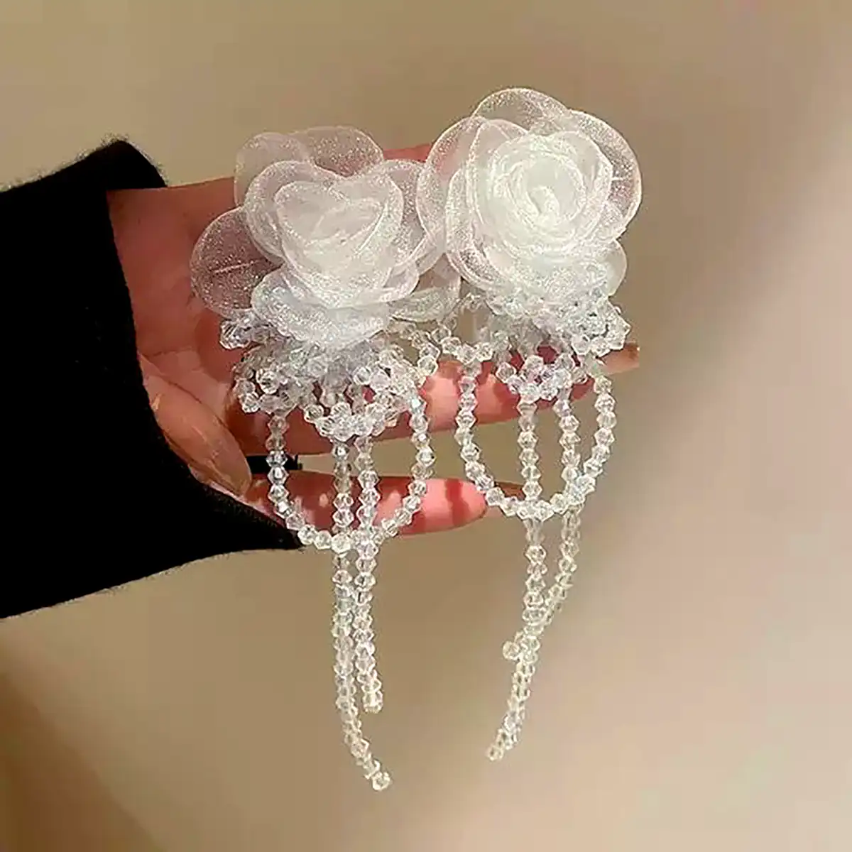 گوشواره گل پارچه ای