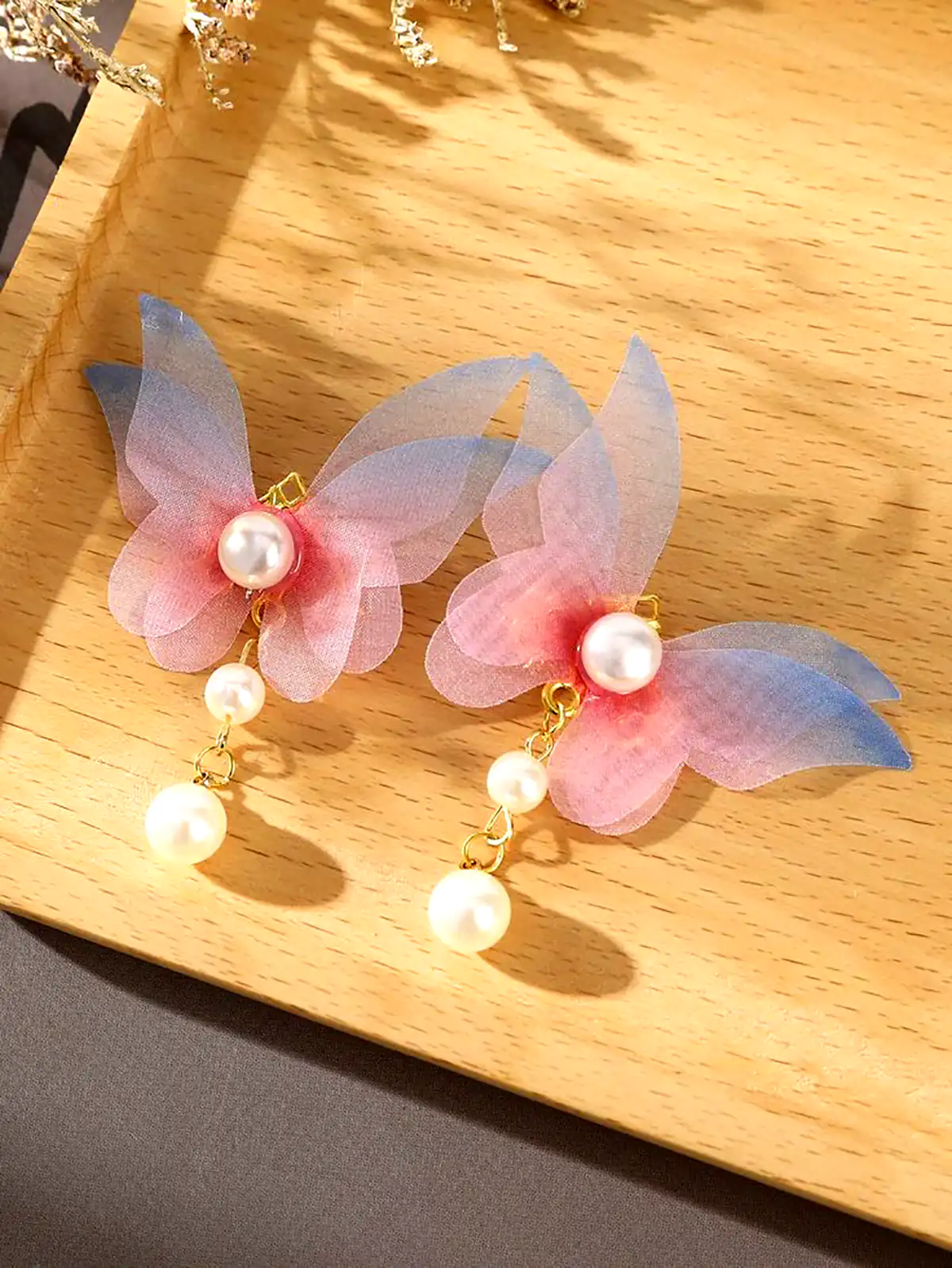 گوشواره گل پارچه ای