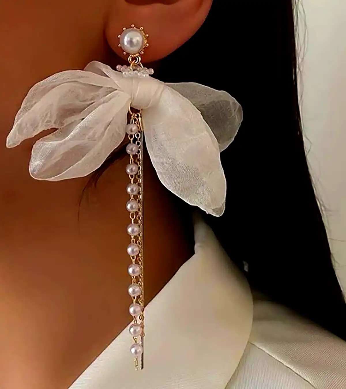 گوشواره گل پارچه ای