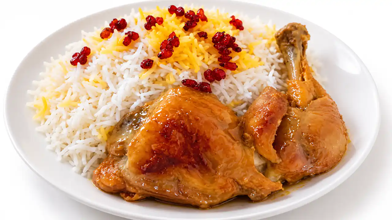 طرز تهیه چلو مرغ زعفرانی بدون رب به روش رستورانی