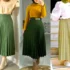 دامن پلیسه جدید رنگی؛ ۱۵ مدل مناسب برای ست کردن با تی‌شرت و بلوز 👚