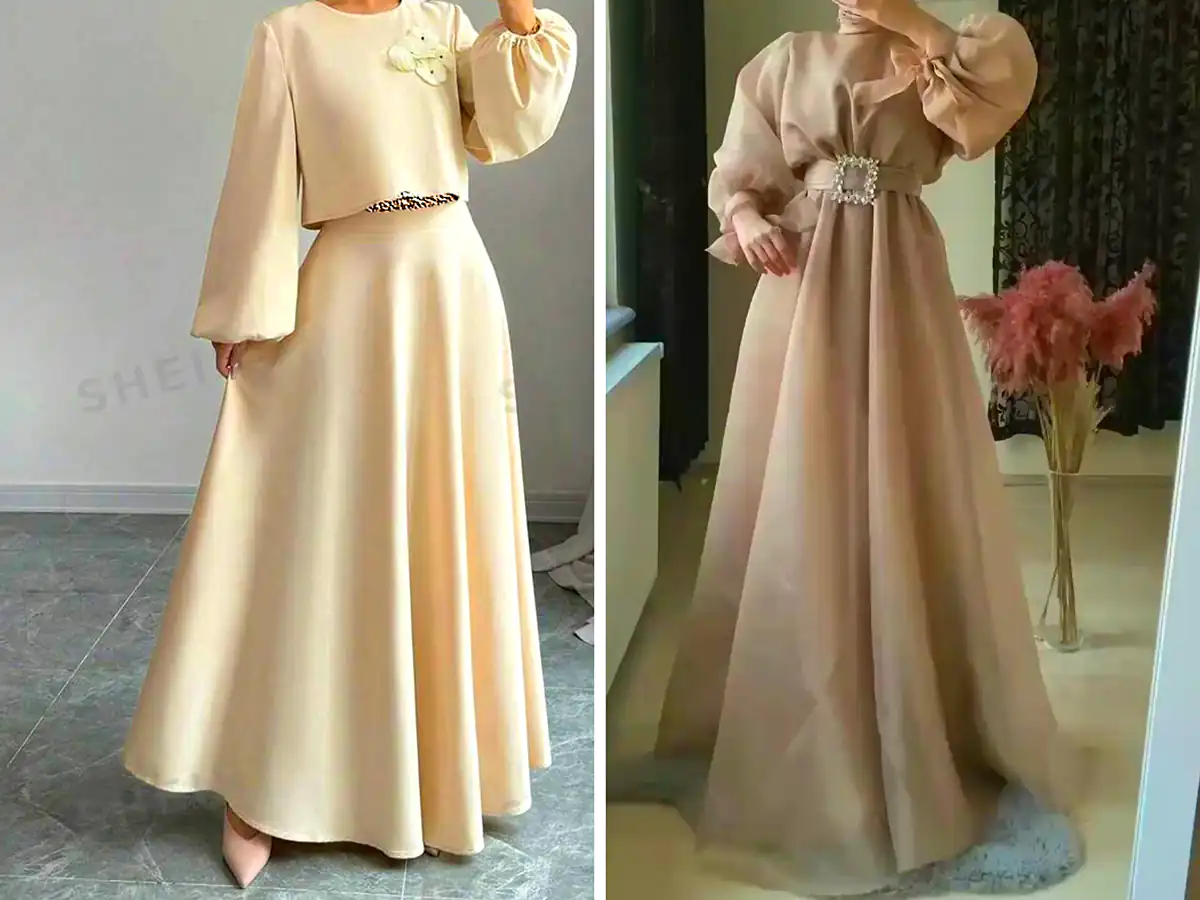 لباس مجلسی پوشیده شیری رنگ