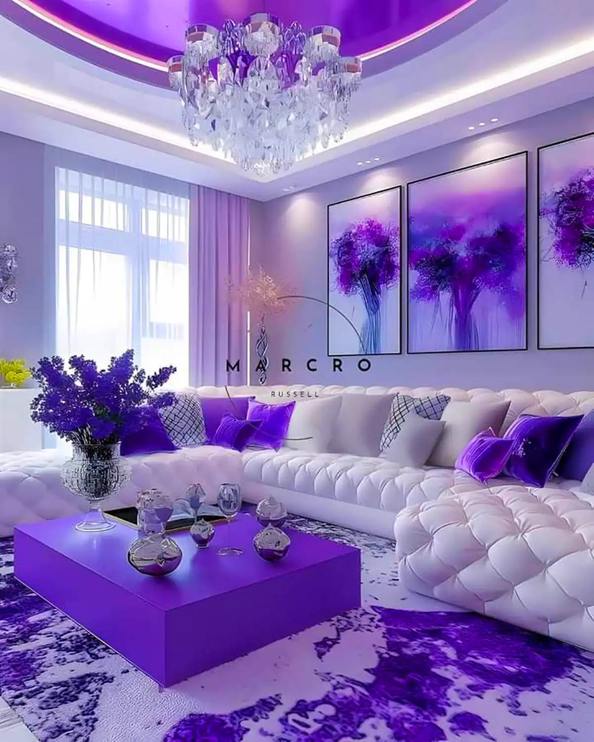 دیزاین شاد خونه با رنگ بنفش