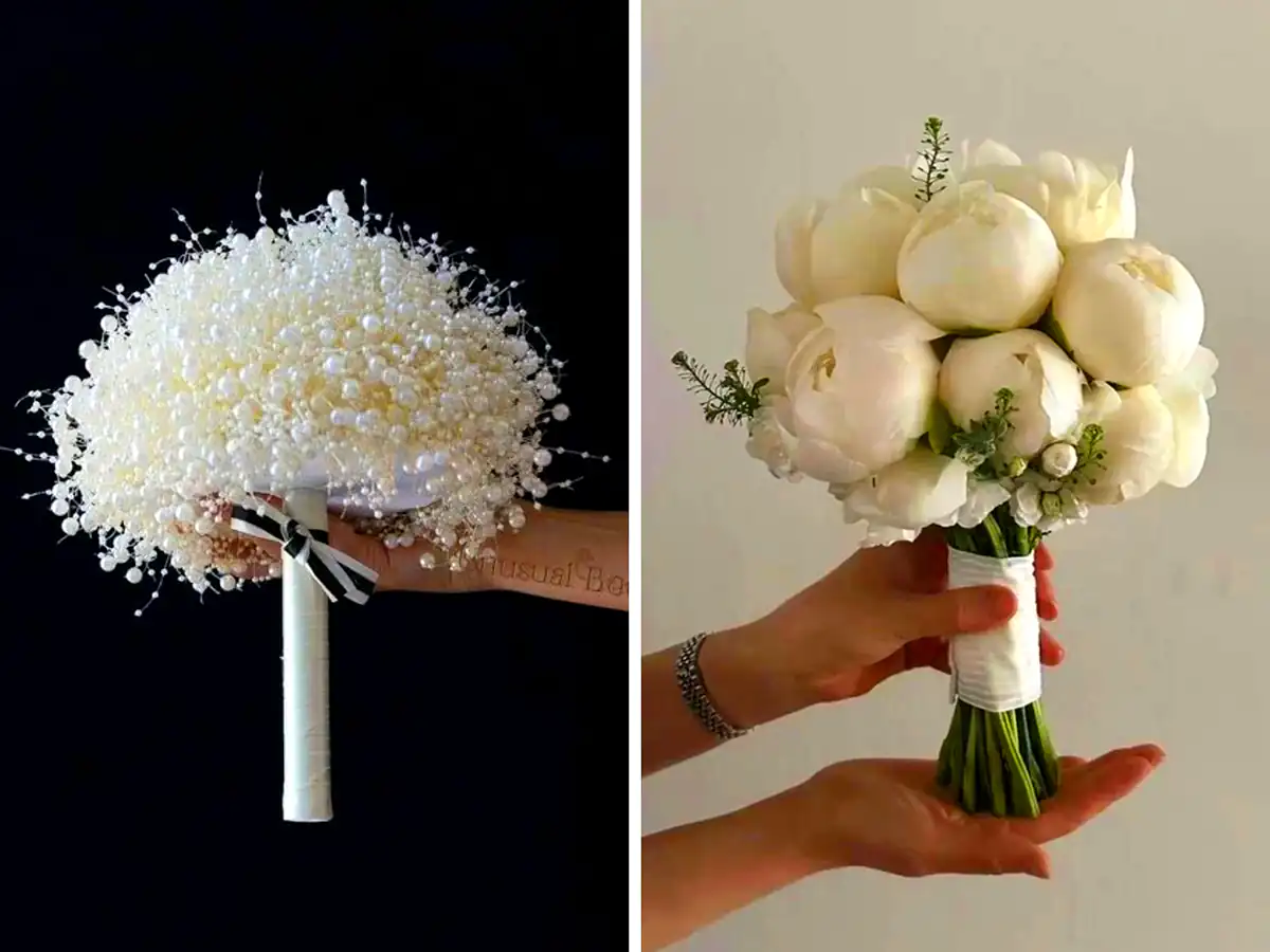دسته گل عروس لاکچری سفید