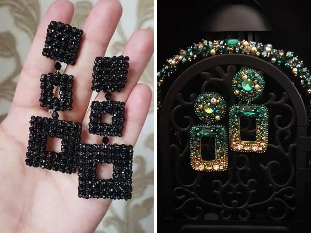 گوشواره سواروسکی مربعی