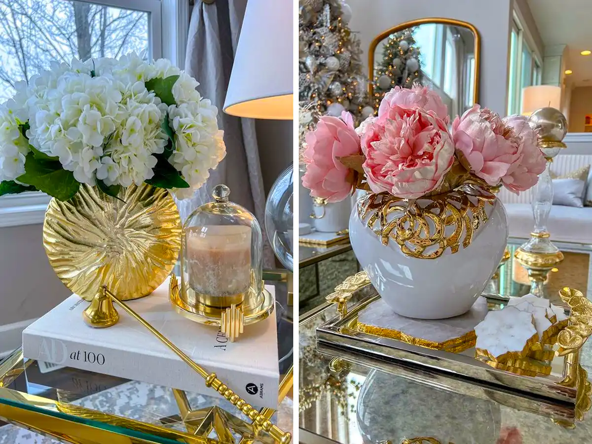 دکور روی میز با گلدان طبیعی