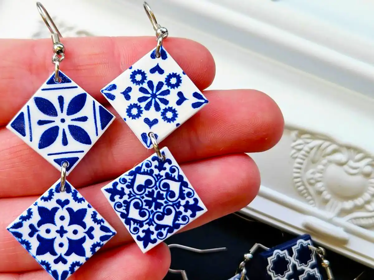 گوشواره طرح کاشی