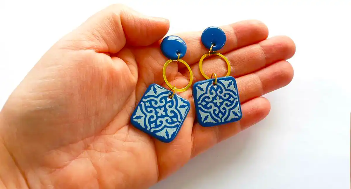 گوشواره طرح کاشی