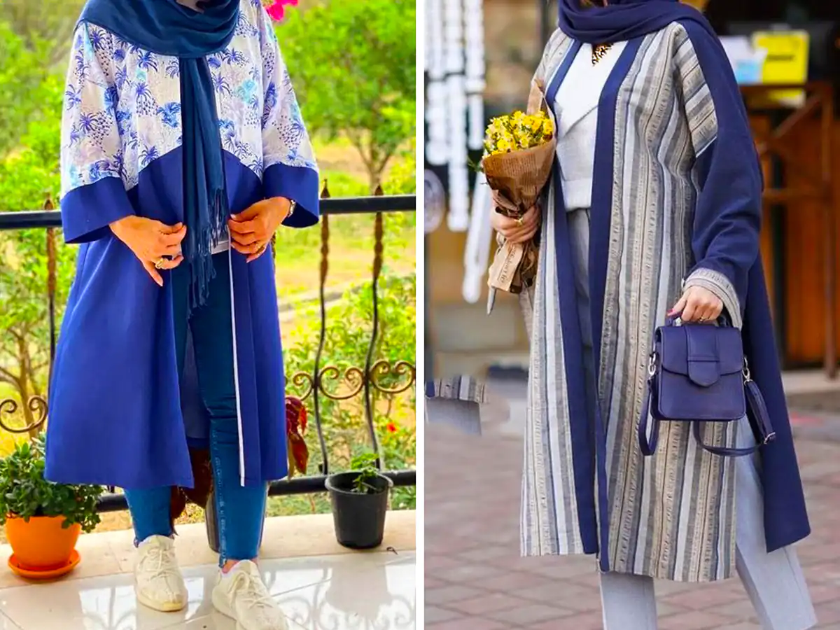 مانتو آبی پررنگ زنانه