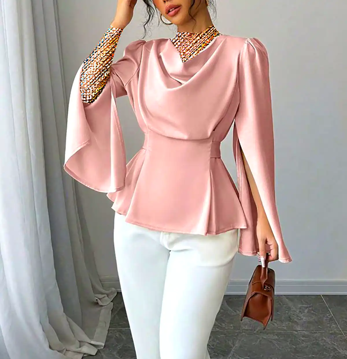 شومیز مجلسی کرم زنانه