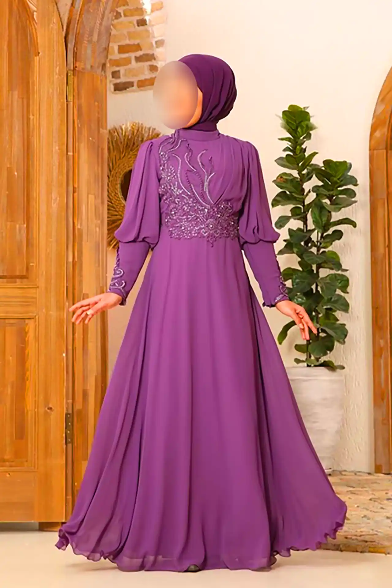 پیراهن بادمجونی مجلسی 