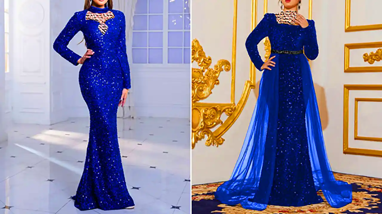 پیراهن ماکسی آبی کاربنی