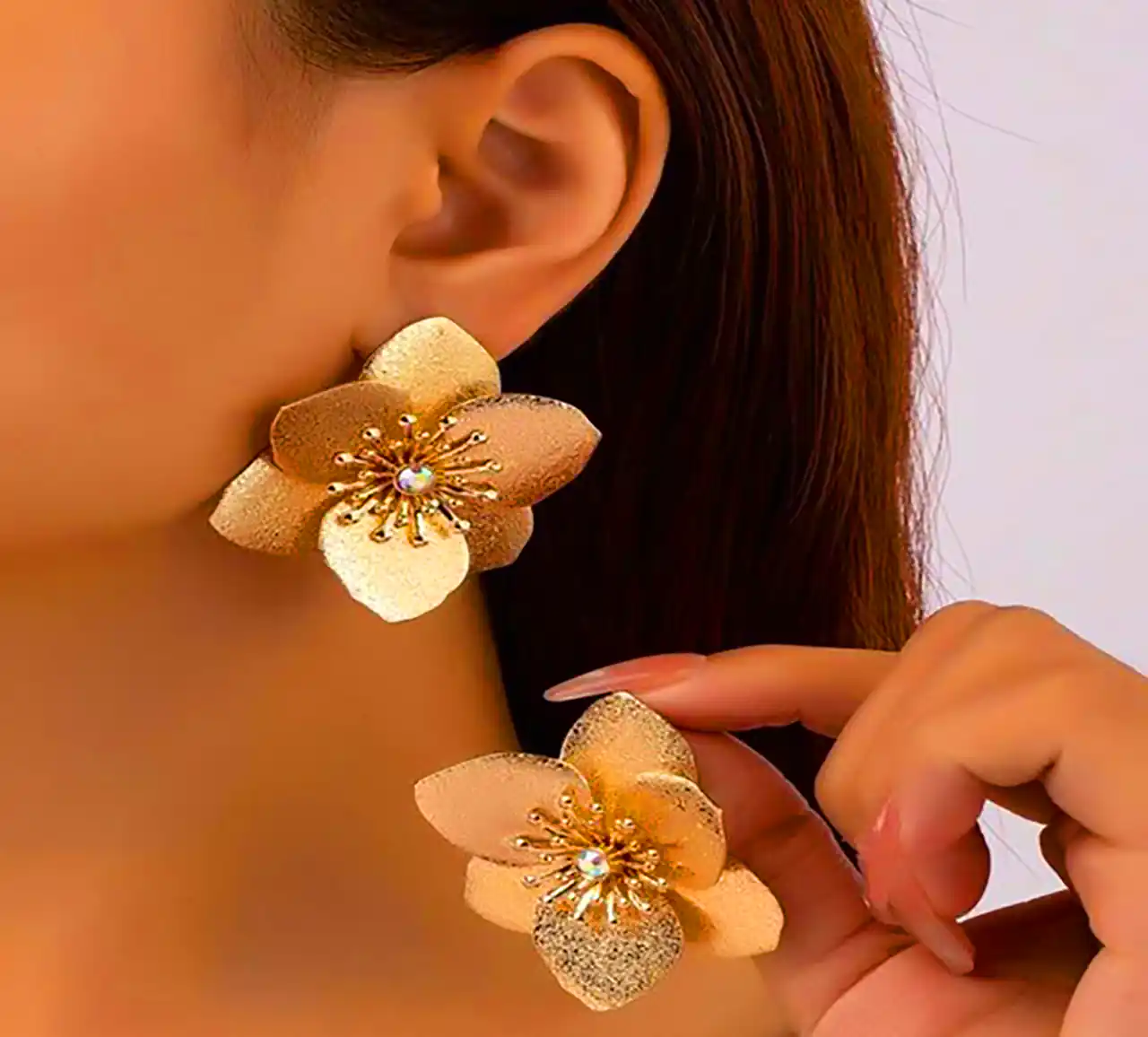 گوشواره حجمی گل هندسی