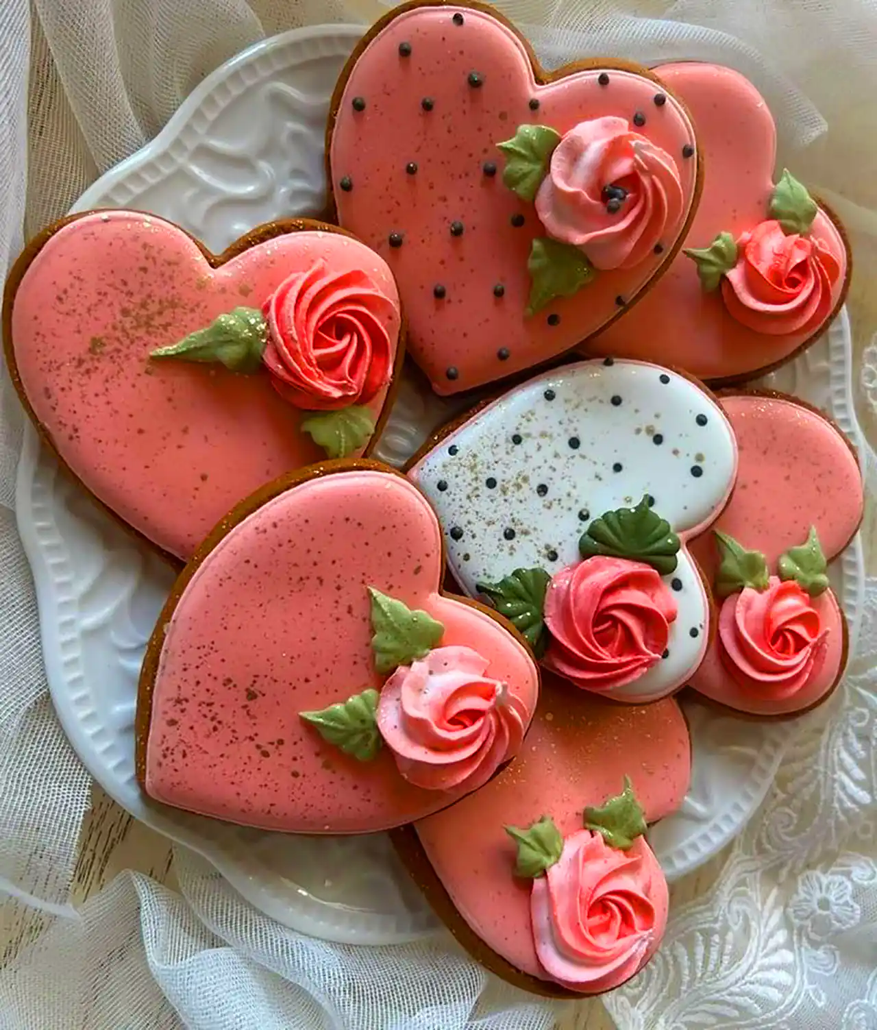 کوکی عاشقانه قلبی صورتی