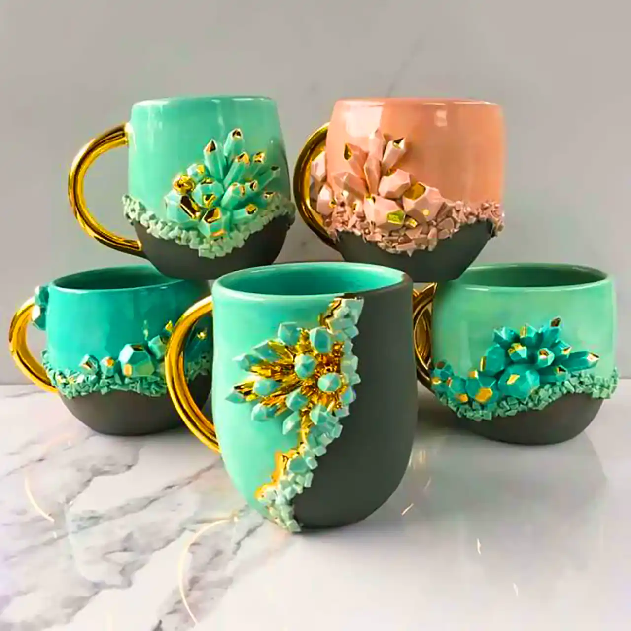 فنجون سرامیکی گلدار فانتزی 