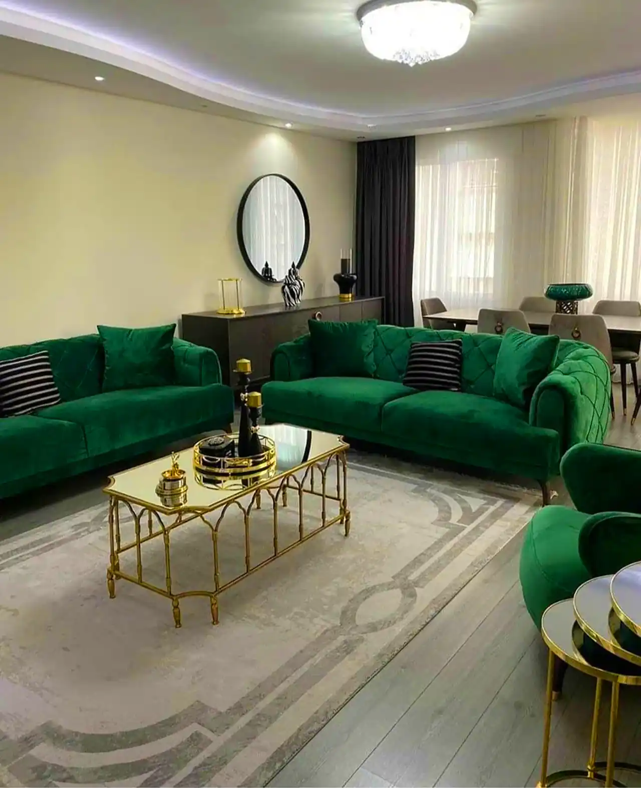 چیدمان آپارتمان با تم سبز