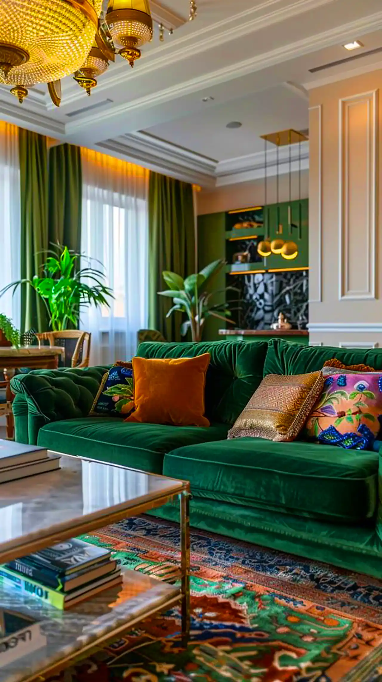 چیدمان آپارتمان با تم سبز