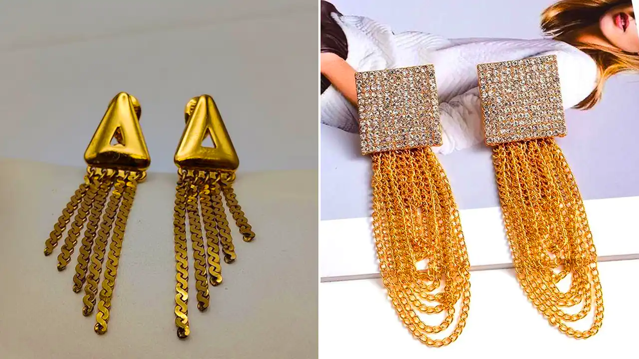 گوشواره شرابه ای رنگ ثابت