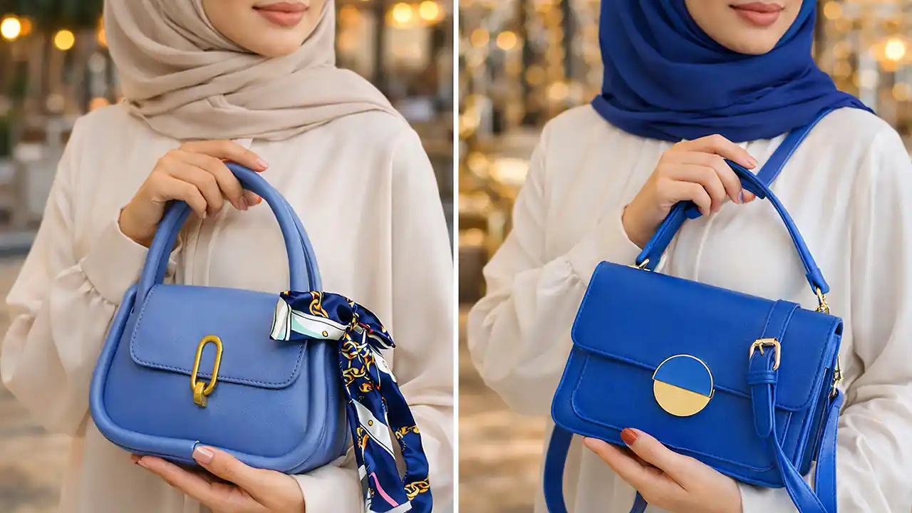 کیف زنانه چرمی آبی