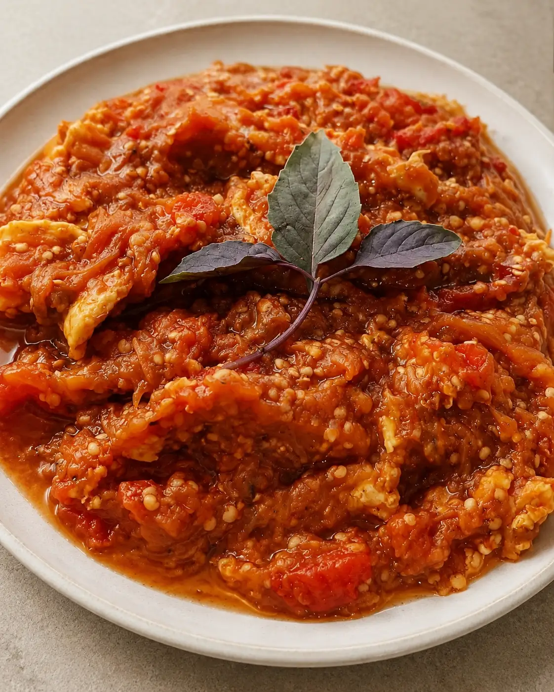 طرز تهیه میرزا قاسمی با بادمجان سرخ شده و بدون تخم مرغ