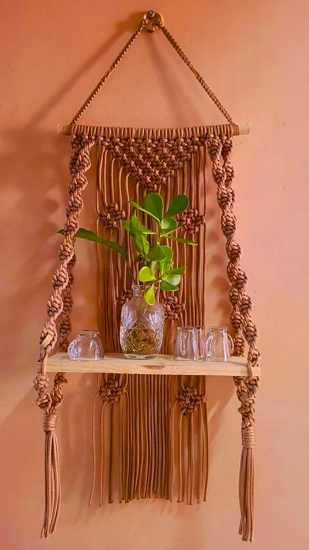 شلف آویز طنابی مکرومه